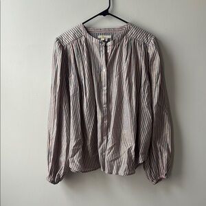 Boden Pink and Green Blouse with Billowy Sleeves